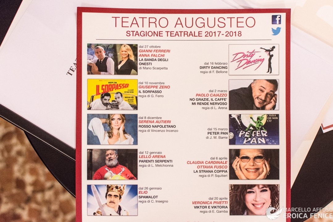 Teatro Augusteo, presentata la nuova stagione teatrale
