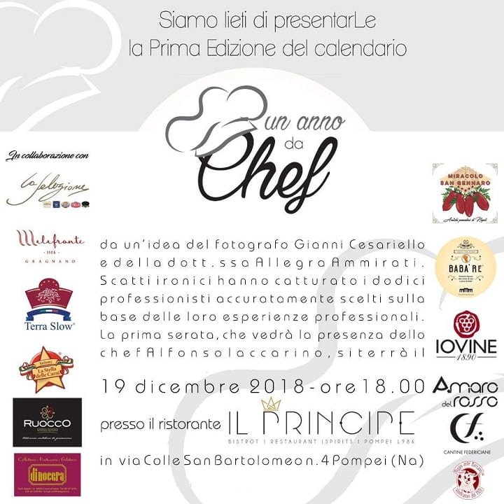 La 1a edizione del calendario "Un anno da chef" debutta a Pompei