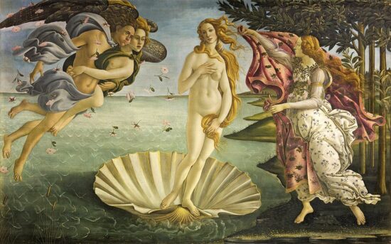La nascita di Venere di Sandro Botticelli, capolavoro del Rinascimento italiano.
