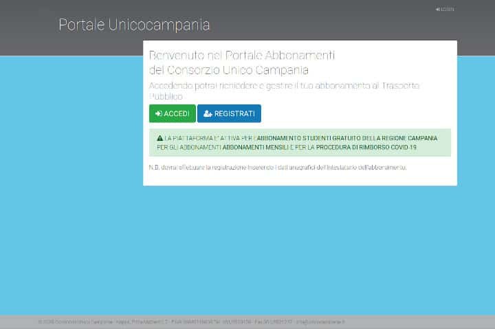 Screenshot Portale Unico Campania