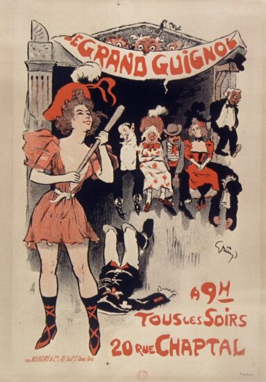 Locandina storica del teatro Grand Guignol di Parigi, datata 1890.