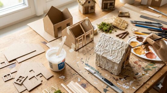 Preparazione delle casette del presepe