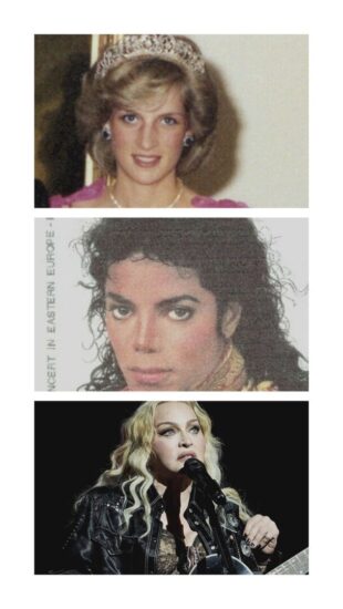 Esempi di occhi Sanpaku Yin: Lady Diana, Michael Jackson, Madonna