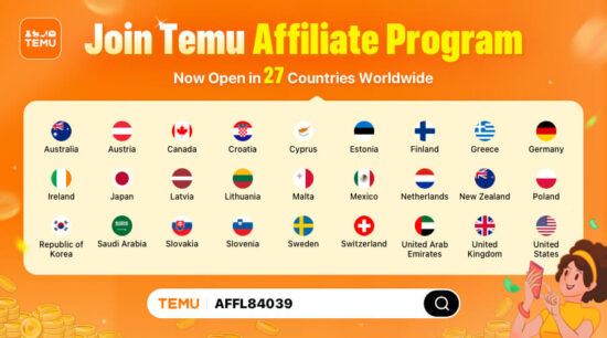Screenshot interfaccia programma affiliazione TEMU