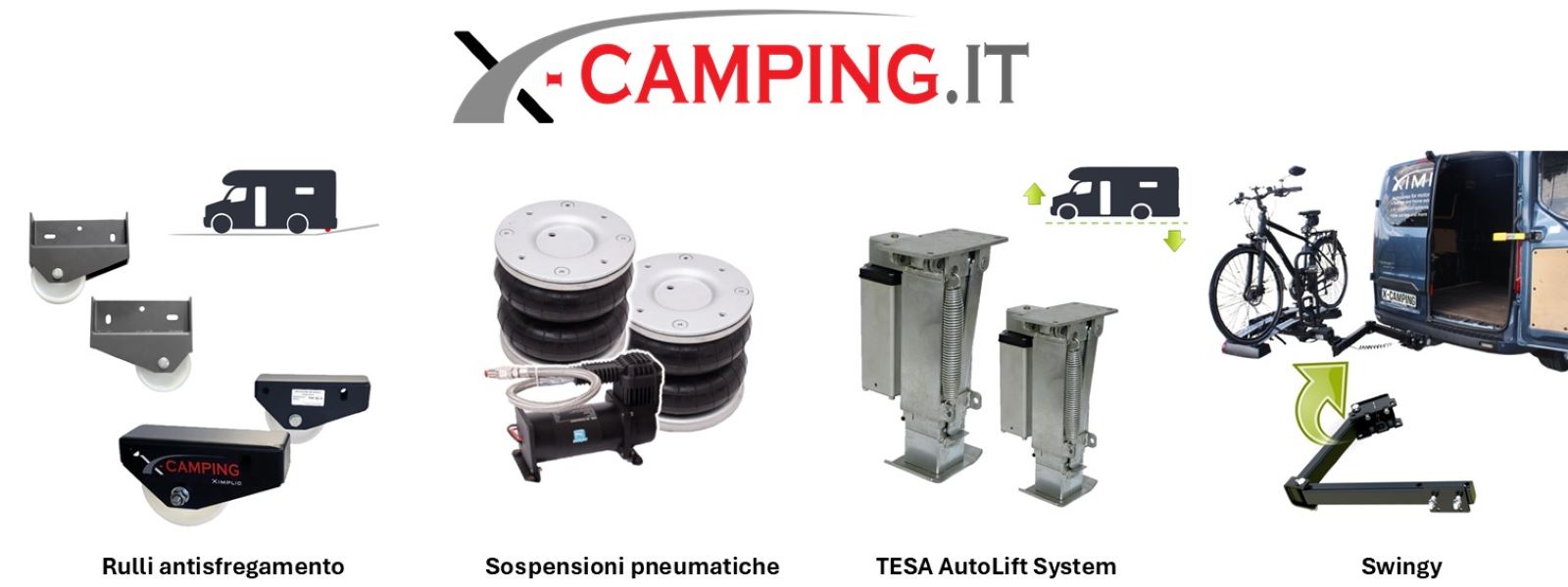 Accessori per camper: rulli antisfregamento, sospensioni pneumatiche, TESA AutoLift System, Swingy
