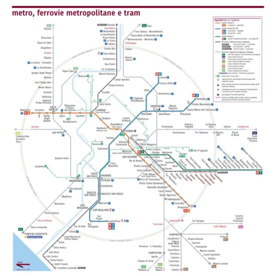 Mappa della metropolitana di Roma e delle ferrovie metropolitane