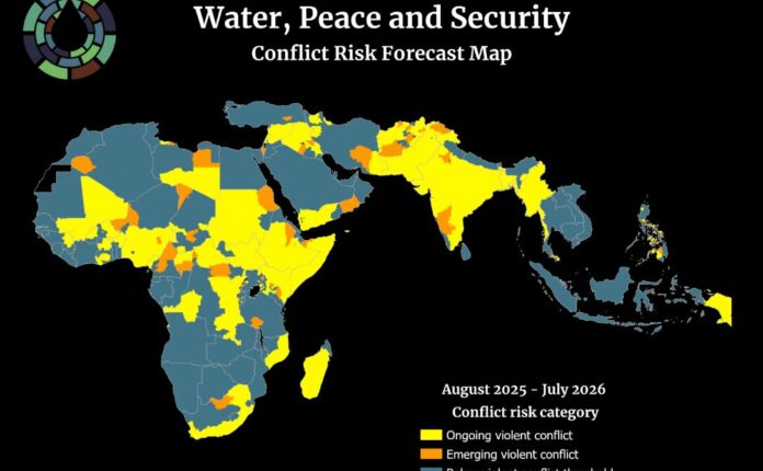 Mappa principale del WPS del rischio predittivo delle guerre dell'acqua.