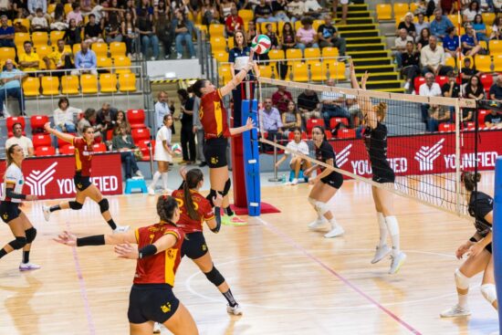 Chiara Biesso durante una fase d'attacco di un match della SMI Roma Volley