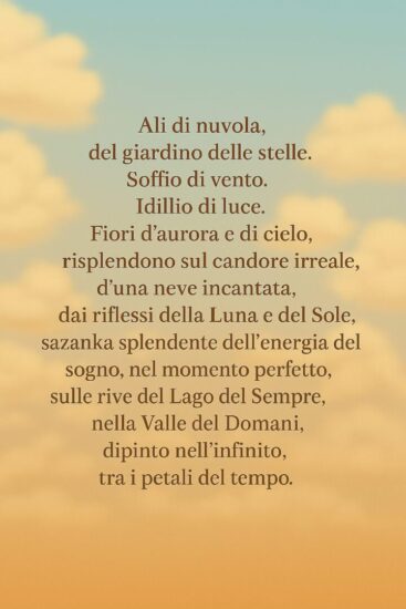 Quarta di copertina del libro Ali di nuvola