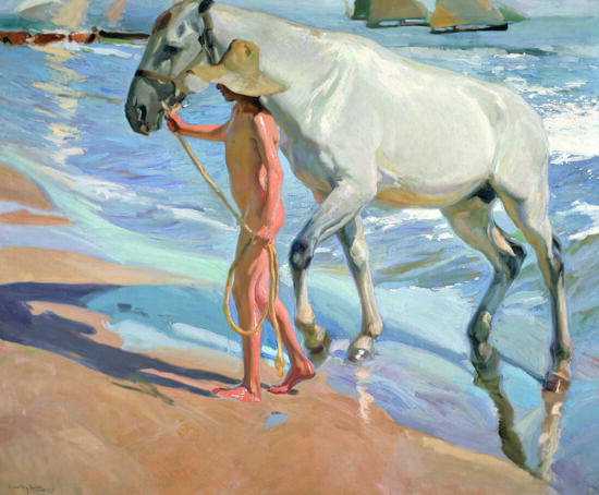 Il bagno del cavallo, di Joaquín Sorolla