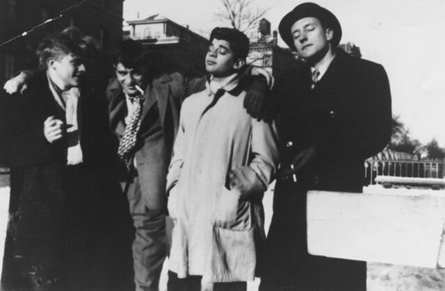 Componenti della Beat Generation: Lucien Carr, Jack Kerouac, Allen Ginsberg e William S. Burroughs