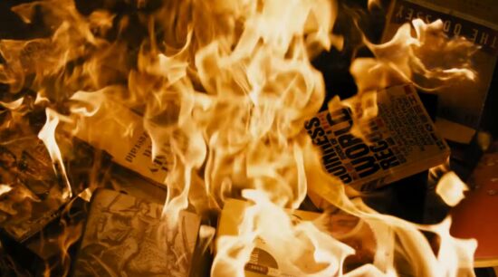 Rogo di libri tratto dal film Fahrenheit 451