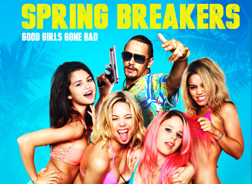 Selena Gomez, Ashley Benson, James Franco, Rachel Korine e Vanessa Hudgens nella locandina ufficiale di "Spring Breakers"