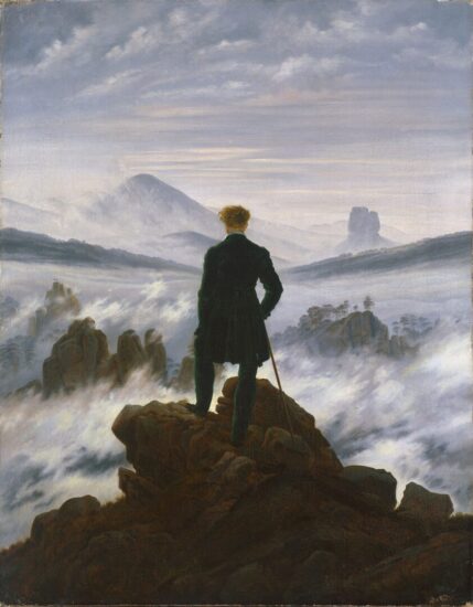 Il viandante sul mare di nebbia di Caspar David Friedrich