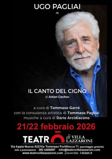 Locandina dello spettacolo teatrale Il canto del cigno con Ugo Pagliai