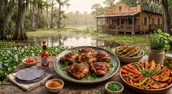 Presentazione delle due ricette proposte con il pollo Cajun e le verdure di contorno