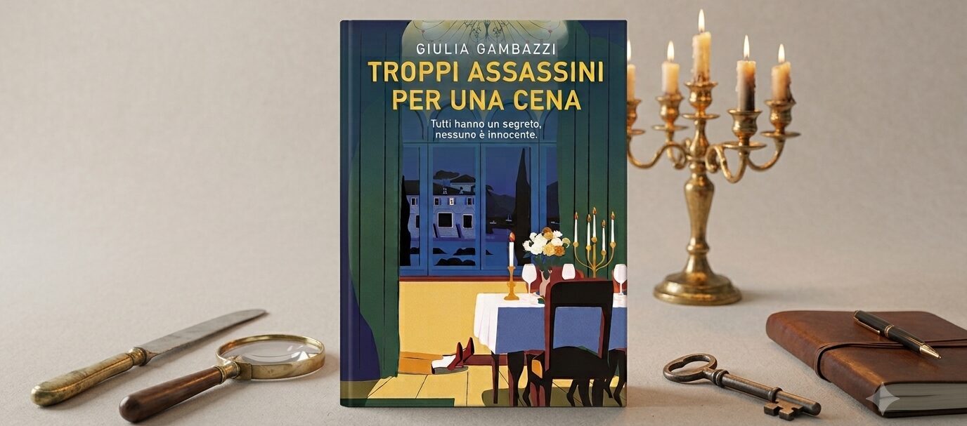 Copertina libro “ Troppi assassini, per una cena” fornita dalla casa editrice