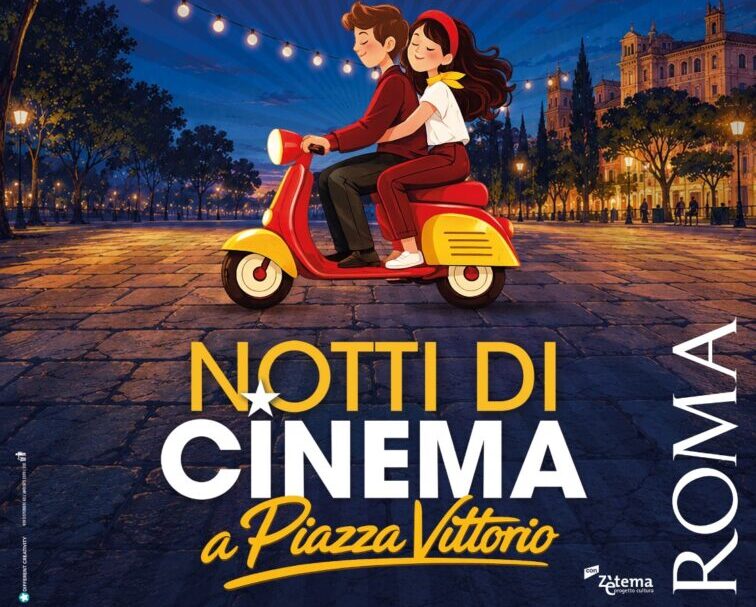 Locandina ufficiale della rassegna Notti di Cinema a Piazza Vittorio 2026 a Roma.